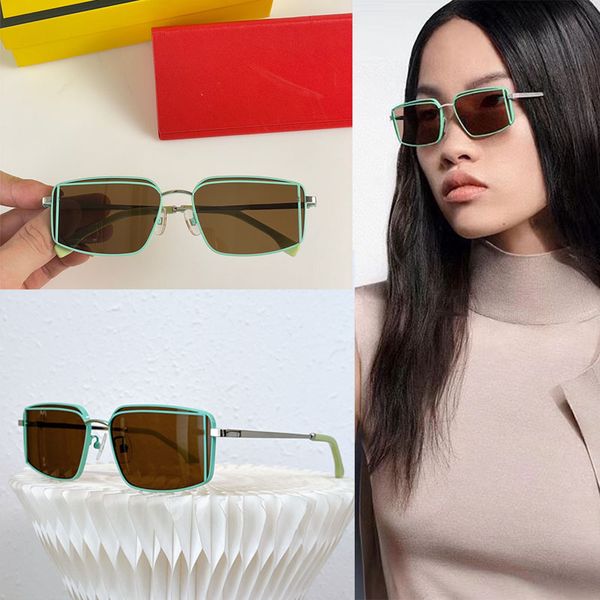 

Designer sunglasses with high-quality 1:1 travel outdoor activities fashionable men pattern frame metal frame square FOL061V1 elegant women