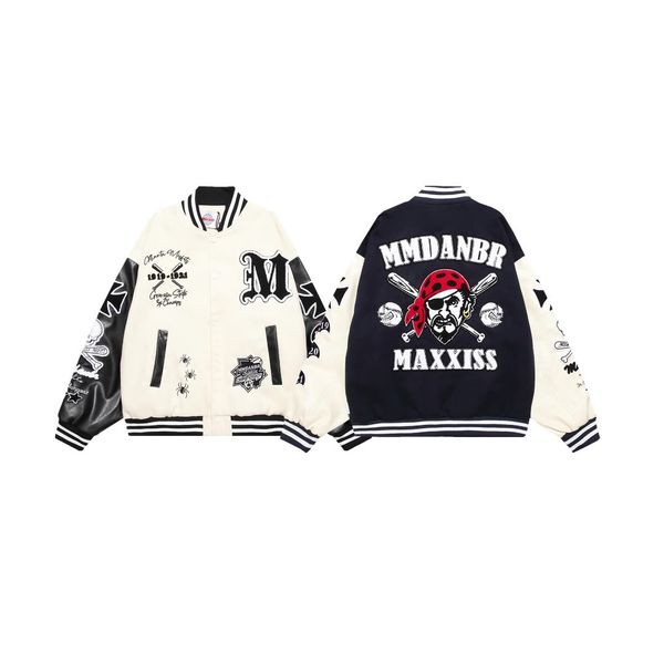 

Autunm designer coat women cotton varsity embroidery letter stitching single breasted stand collar baseball uniform bomber jacket man xl, Red