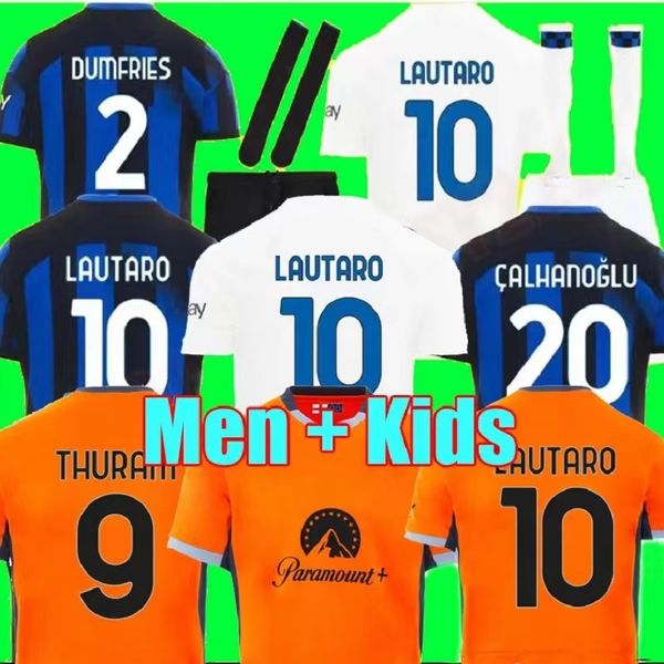 

LAUTARO 23 24 soccer jerseys BARELLA CORREA CALHANOGLU BROZOVIC GOSENS INTERS DE VRIJ MILANS top 2023 2024 home football shirt men kids kit set uniform, 23 24 men away + patch