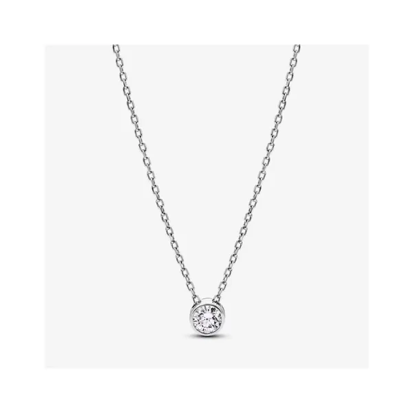 

Pan Dora Era Bezel Lab-grown Diamond Pendant Necklace Authentic 925 Sterling Silver With Clear Cubic Zirconia DIY Fine Jewelry Necklace 392885C01-45