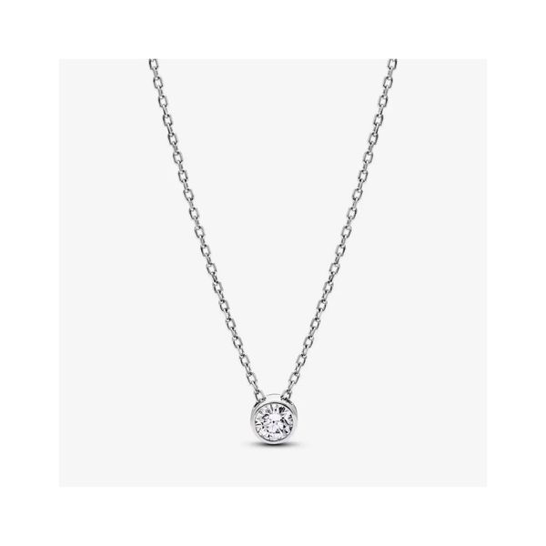 

Pan Dora Era Bezel Lab-grown Diamond Pendant Necklace Authentic 925 Sterling Silver With Clear Cubic Zirconia DIY Fine Jewelry Necklace 392885C01-45