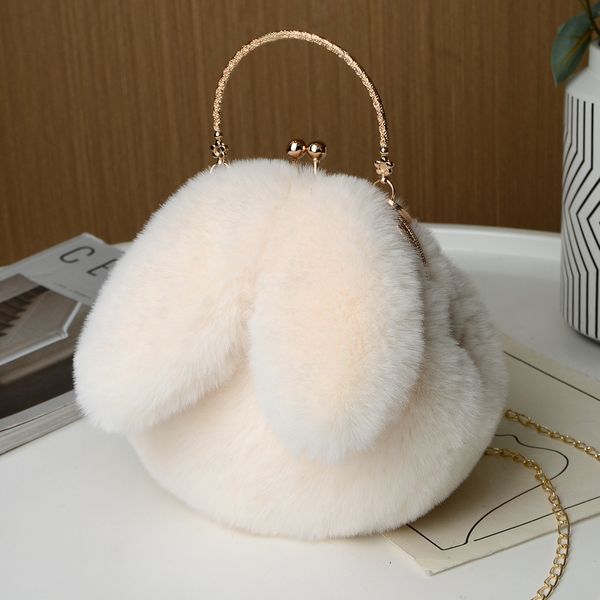 

Factory wholesale shoulder bags 10 colors sweet and lovely rabbit ear handbags soft and comfortable plush chain bag candy-colored metal clip fashion handbag 010#, Lavender