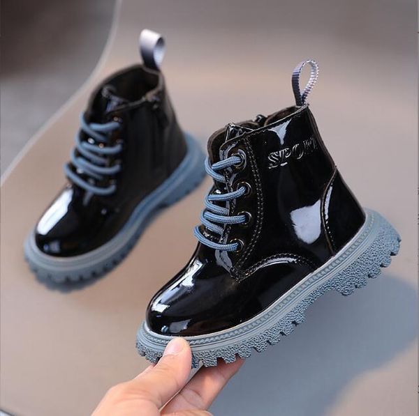 

Boots Kids Leather Boys Girls Sport Shoes Autumn Children Snow Fashion Toddler Warm Winter Plush Sneaker 39a4, Blue
