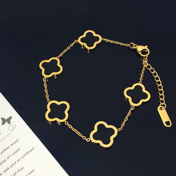 

Women's Luxury Brand Gold Plated Clover Charm Bracelet for Holiday Gift