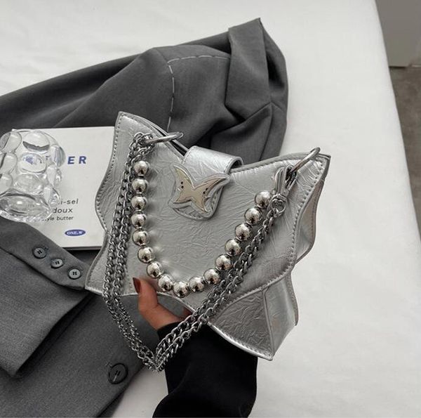 

Factory wholesale shoulder bags 4 colors daily Joker embossed solid color leather handbag sweet little fresh beaded chain bag this year popular silver handbags 369#