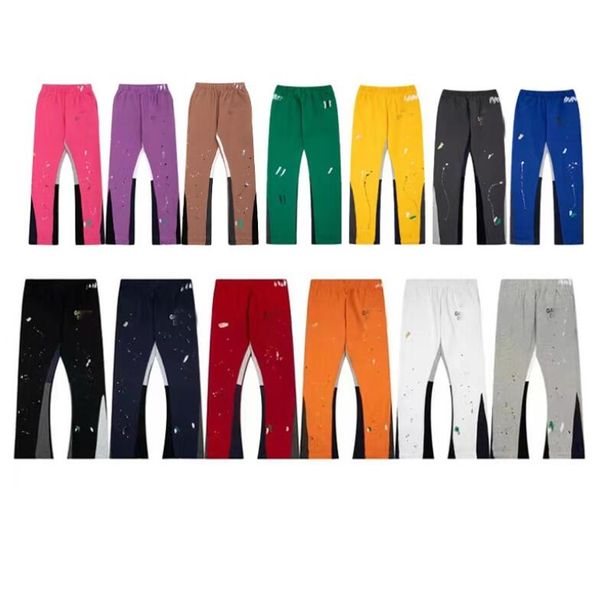 

New Fashion Clothing hand painted ink spliced drawstring high street casual sweatpants, Brown