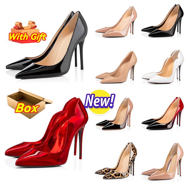

Red bottom heels Designer Women High Heel Shoes Red Shiny Bottoms 8cm 10cm 12cm Thin Heels Black Nude Patent Leather Woman Pumps with dust bag EUR 34-44, #19