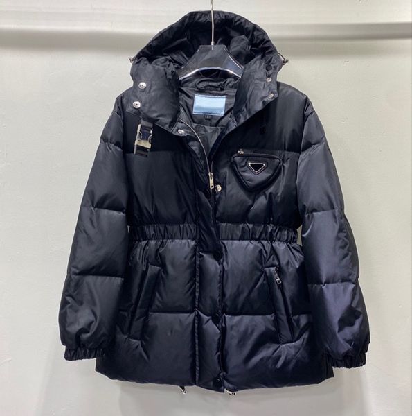 

Women Jacket coatss Down Denim Terry Parkas Top Quality Lady Coat Womens Blazers Triangle Budge Winter Thick Coats Long Sleeves Windbraker Style Size -L, Black