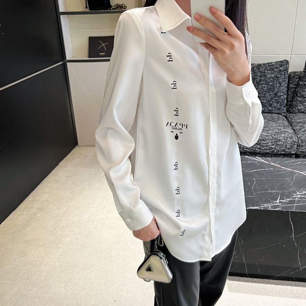 

Womens Blouse Designer Classic Letter Shirts Tops Quality Chiffon Womens Blouses Cool Sunscreen Suit Unisex Coats SML, Black