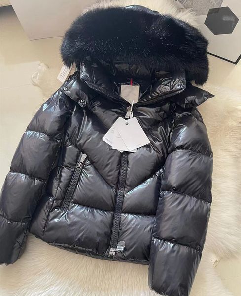 

Women Celacs Short Down Jacket Black Designer Fur Hooded Winter Coat Warm
