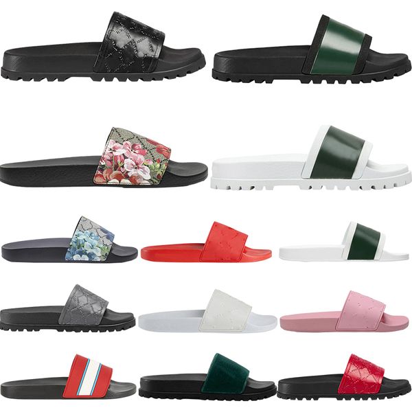 

Rubber Sandals Slippers For Men Women Flats Designer Sliders Leather Fabric Striped Sandal Summer Shoes, 12