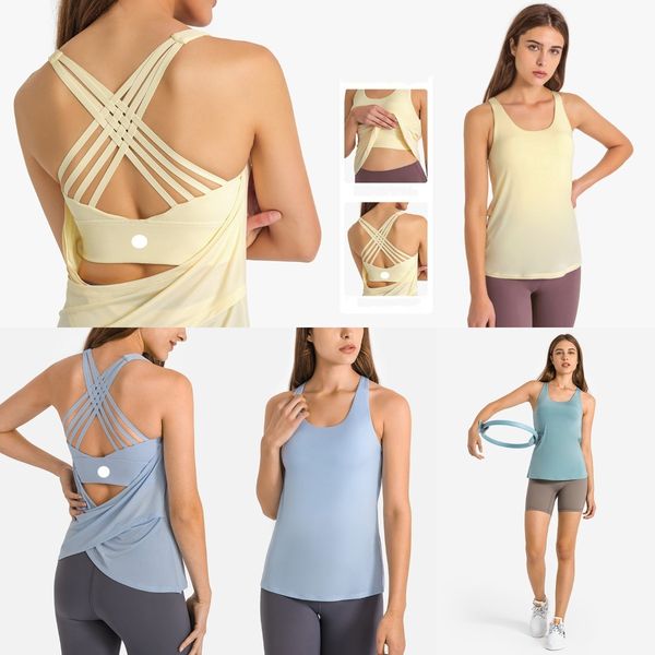 

Women LU-656 Fake Two Pieces Tank Bra 2 in 1 Sports Yoga Crop Top Workout Athletic Vest with Built in Bra Womens Clothing Underwear Running Fitness Gym Woman, Grey