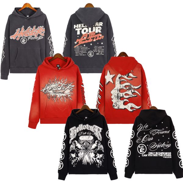 

Hellstar Hoodies Designer Hoodie Vintage Graffiti Hip Hop Style High Street Hooded Padded Sweatshirt Washed Sweatshirts Long Sleeve Hoody Hoodys High Quality, Gray