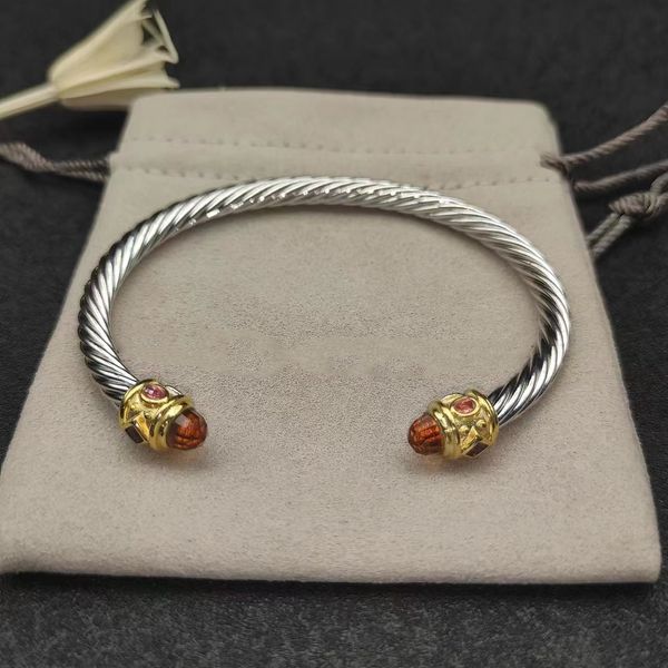 

5MM DY diamond bracelet cable bracelets DY pulsera luxury jewelry for women men silver gold Pearl head X shaped cuff Bracelet fahion jewelrys for christmas gift 9IP1