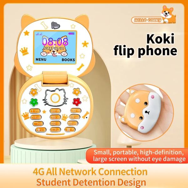 

Cute New Mini Cartoon Mobile Phone Best Gift For your Child Flip Cartoon Kids Children Dual Sim 2G GSM Keyboard Botton MP3 Player Unlocked Cellphone ren, Pink