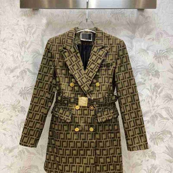 

Women's Suits Blazers B-58 fashion women suit designer clothes blazer with Double F spring released tops GRK8, Brown