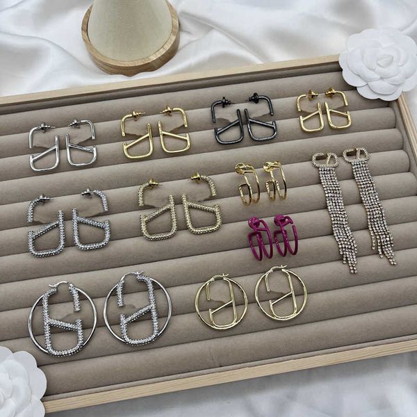 

Designer earrings letter V Luxury top jewelry Valentinolies Various Styles fashion Earrings Female brass tassel 925 silver needles Jewelry gift