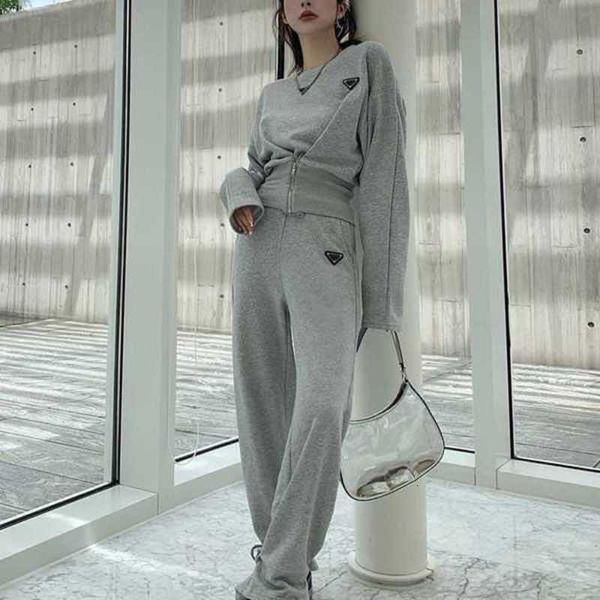 

Two Women's Piece Pants SS Suit Classical Cardigan Hoodie Simple Casual Pant Fashion Tracksuit High Streemt Element Clothing Size S- 8FYZ