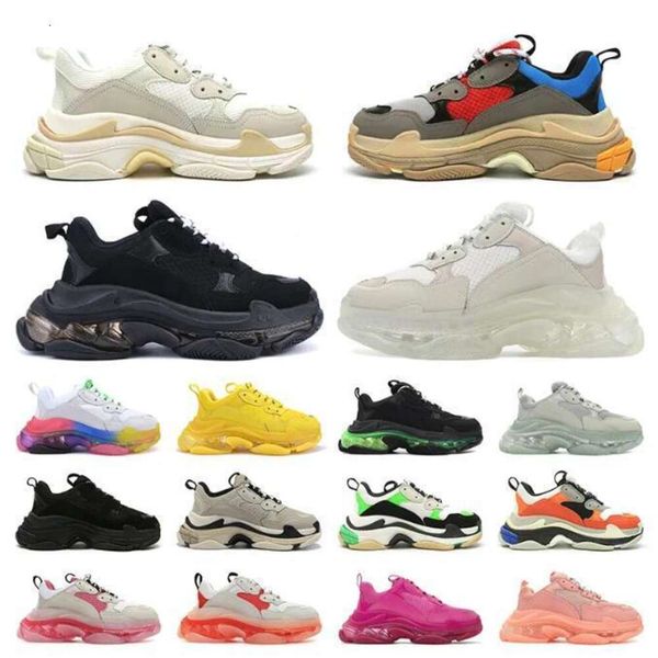 

Designer Shoes 2023 Triple S Sneaker Men Women Platform Sneakers Clear Sole Black White Grey Red Pink Blue Royal Neon Green Coach Trainers Men Women Shoes, 10