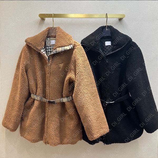 

Women Puffer Jacket Fashion Elegant Striped Print Lamb Wool Outerwear Winter Plush Thick Lady Overcoat Warm Jacket di_girl Di_girl, B6