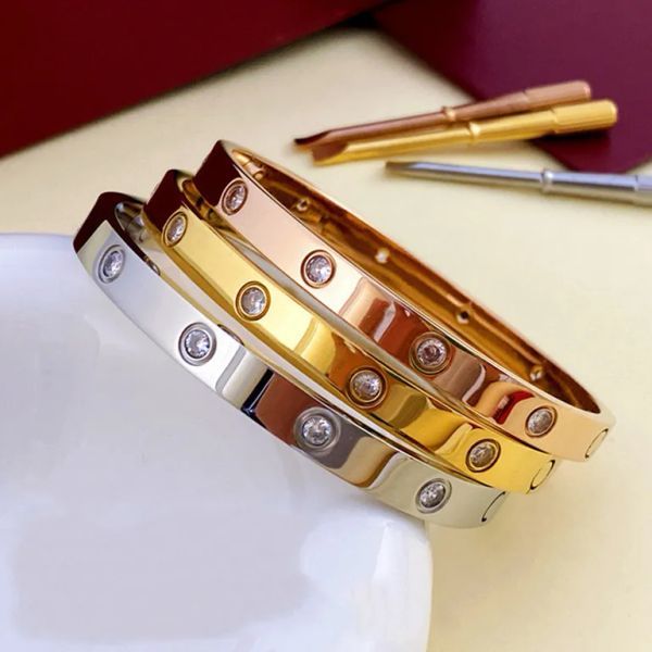 

Gold Bracelet Woman Designer Jewel Screw Bangle 6mm Titanium Steel Bangle Couple Jewel with Screwdriver Bracelets Designer for Women Men Nail Bracelet