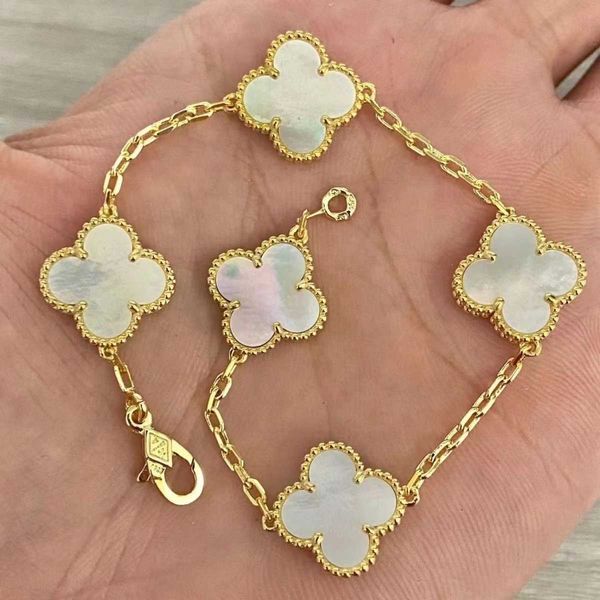

Chain Designer Link Bracelet Four-leaf Cleef Clover Womens Fashion Gold Bracelets Jewelry U6 16xw9 12 S