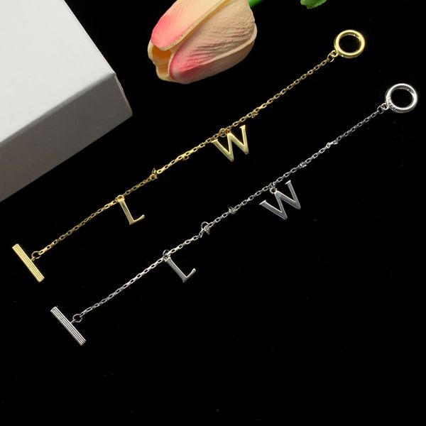 

Luxury Designer gold and Silver Bracelet Fashion Women's Letter Pendant letter Bracelet Wedding Special Design Jewelry high Quality