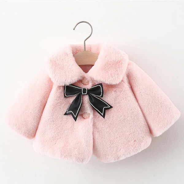 

Jackets New Winter Jacket For Baby Girl Clothes Fashion Christmas Princess Cloak Autumn Warm Faux Fur Girls Coat Plush Outwear 3349, Pink