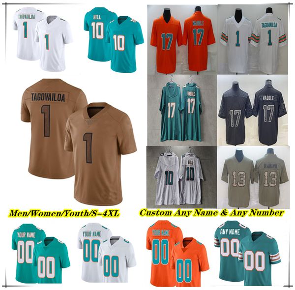 

Custom American Football Jersey Tua Tagovailoa Raheem Mostert Tyreek Hill Jevon Holland Braxton Berrios Jaylen Waddle De'Von Achane Emmanuel Ogbah Van Ginkel 4XL, Man black
