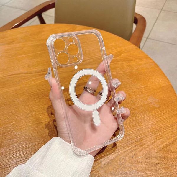 Clear Magnetic Phone Case for Apple iPhone 17 16 15 14 13 Transparent PC TPU Mobile Back Cover Compatible with MagSafe Wireless Charger Fundas Coque Shell Fine Cutout