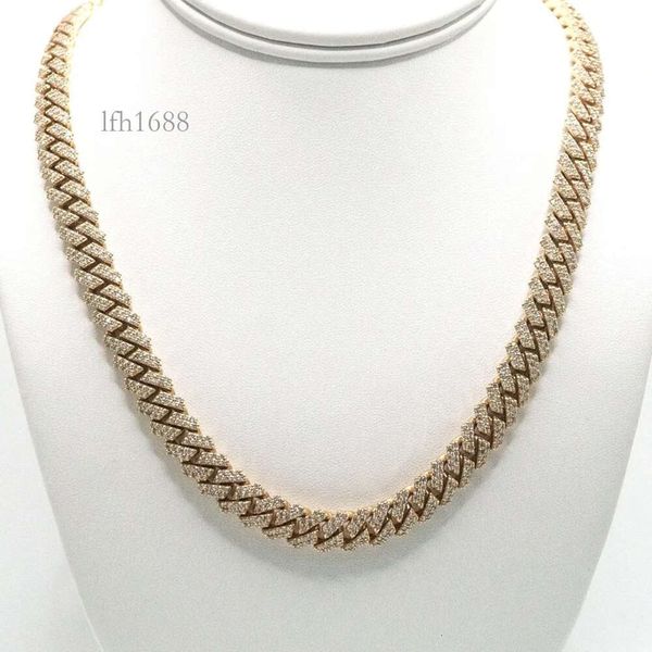 

Hip Hop 8Mm 10Mm 12Mm Iced Out Sterling Sier 2 Rows Prong Setting Cuban Chain Moissanite