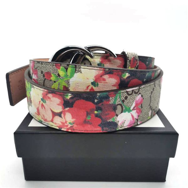 

Men Designers Belts Womens Belts Mens Waistband High Quality Fashion Casual Leather Belt Waistbands for Man Woman Flower Color Beltcinturones Wide 3.8cm, #1=cyan flowers + silver buckle