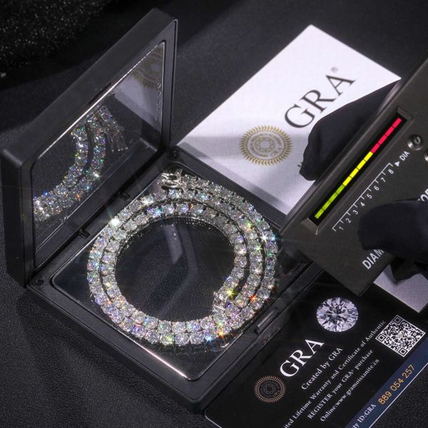 

Fine Jewelry Hip Hop Sterling Sier Vvs Moissanite Diamond Cluster Iced Out Tennis Chain Bracelet Necklace For Men Women