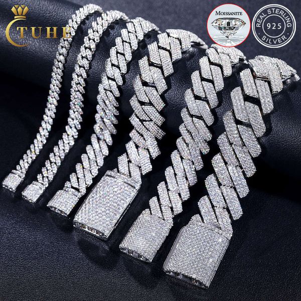 

8Mm-25Mm Pass Diamond Tester Sterling Sier Full Vvs Moissanite Iced Out Cuban Link Anklet Bangle Bracelet For Men Women
