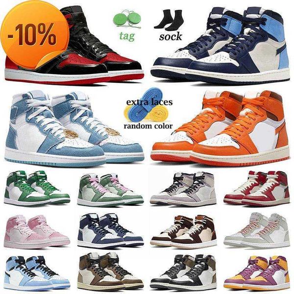

ogog jumpamn 1 patent bred basketball shoes j1 designer sneaker high og starfish 1s obsidian true blue denim chicago seafoam gorge green mid
