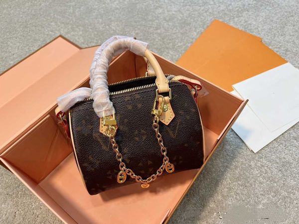 

classic brown flower white check sp25 30 shoulder bag women genuine leather nano boston pillow cross dody handbag totes purse bag messenger