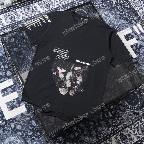 

xinxinbuy men designer tee t shirt paris destroyed letters jacquard short sleeve cotton women white black oversize xs-l, Black;brown