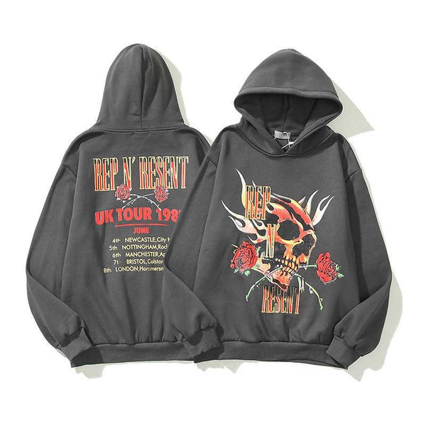 

men's hoodies sweatshirts new and women's fashion design present'sautumn winter gun rose print black os high street pullover