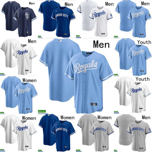 

baseball jerseys men women kansas 15 whit merrifield 7 bobby witt jr. 16 andrew benintendi 13 salvador perez 17 hunter dozier 8 nicky lopez, Blue;black