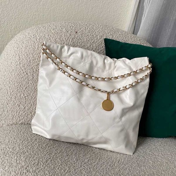 

luxury messenger bag black shopping bags waxed leather white gold hardware designer one-shoulder ladies commuting cute chain fashion leather