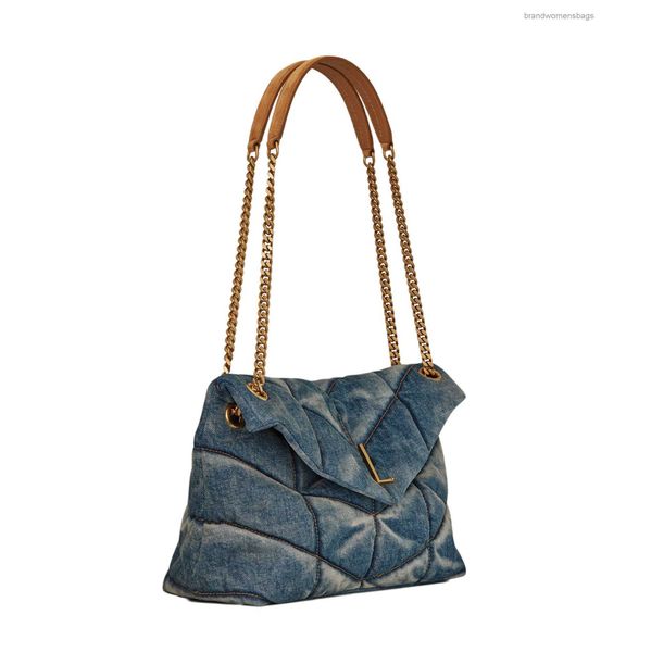 

loulou denim shoulder bag fashion handbag purse designer tote women cowboy messenger flap bags crossbody clutch wallets heave gold