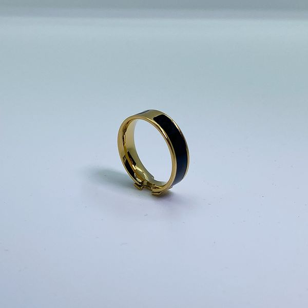 

black and gold enamels ring high end fashion h letter ring designer design men women rings party wedding accessories christmas jewelry gifts, Silver