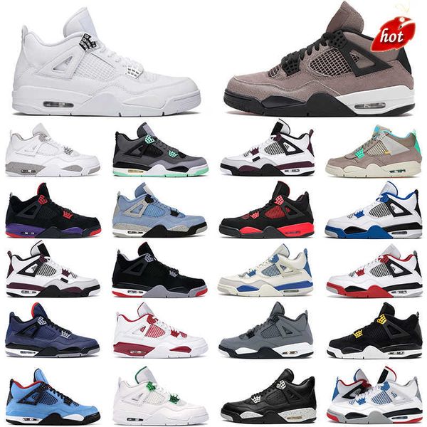 

new mens womens basketball shoes 4s jumpman desert moss red thunder yellow university blue white oreo taupe haze black cat men hiking traine