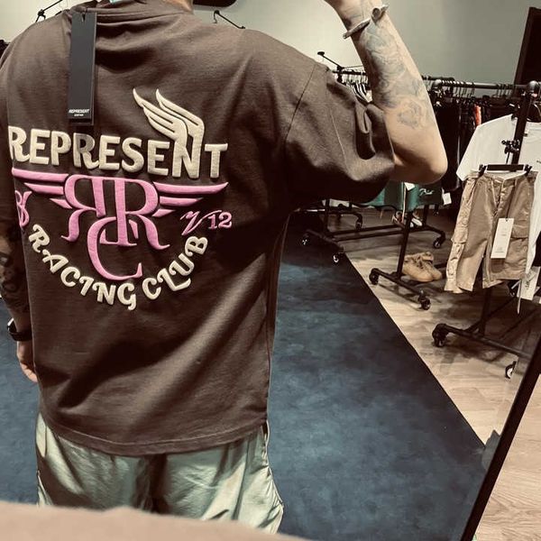 

2023 new men's and women's t shirt fashion design brand present'srepeat vintage foaming letter print hidden exclusive vintage, White;black