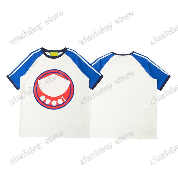

xinxinbuy men designer tee t shirt paris letters panelled print shoulder stripe short sleeve cotton women white black apricot xs-l, Black;brown
