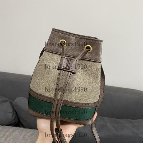 

mini size designer bucket bag classic women handbags fashion genuine leather shoulder bags cross body two-tone green red324m