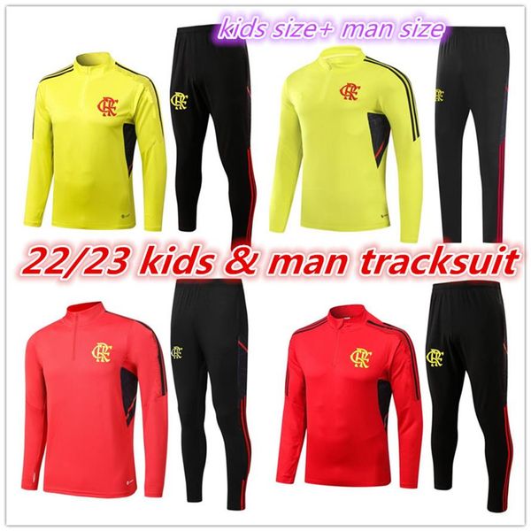 

22 23 cr flamengo tracksuit and kids training suit soccer fans version flamenco 2022 2023 david luiz diego e ribeiro gabi fo2534, Black