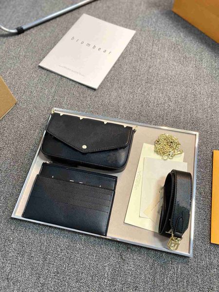 

m61276 luxury designer bags 2023 women shoulder bags messenger purses handbag wallet felicie 3-piece style and a golden chain case