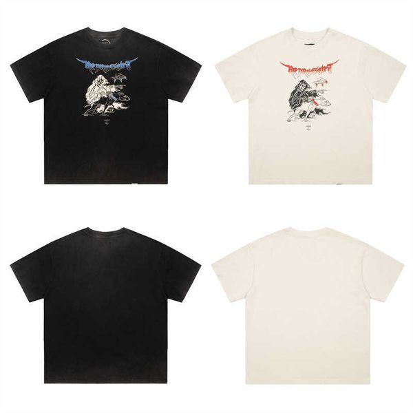 

2023 new men's and women's t shirt fashion design brand present'ssummer youth street cartoon skull dog printed cotton sleeve, White;black