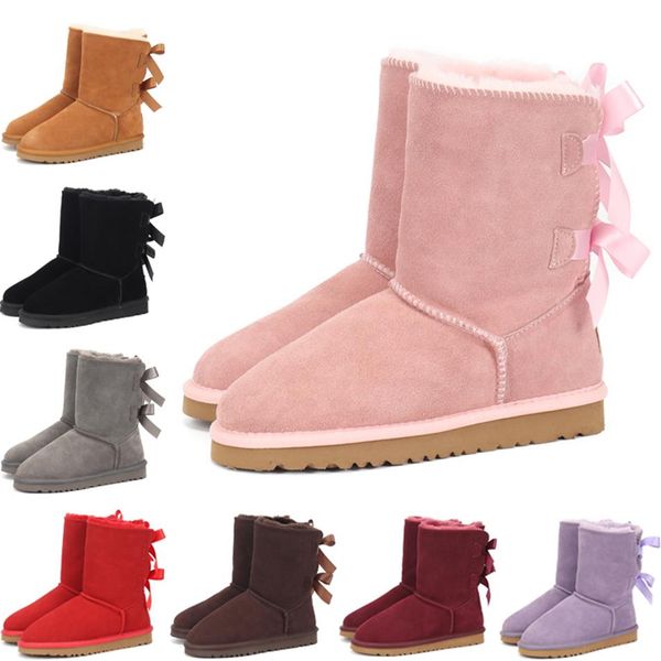 

kids bailey 2 bows boots genuine leather toddlers snow boots solid botas de nieve winter girls footwear toddler girls boots292r, Black